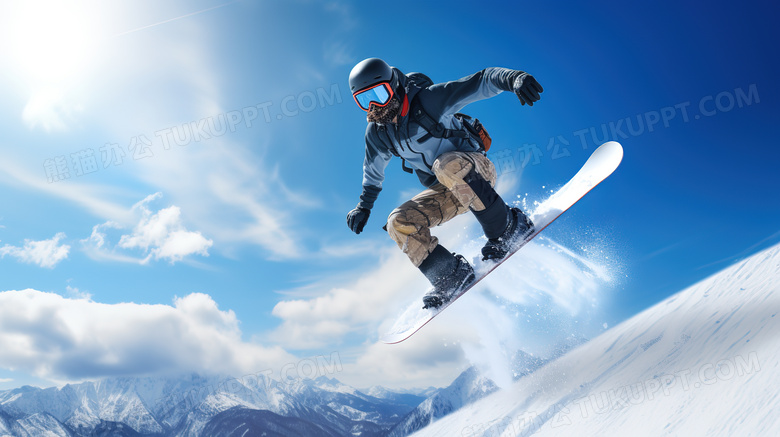 滑雪运动员在雪峰上滑雪图片