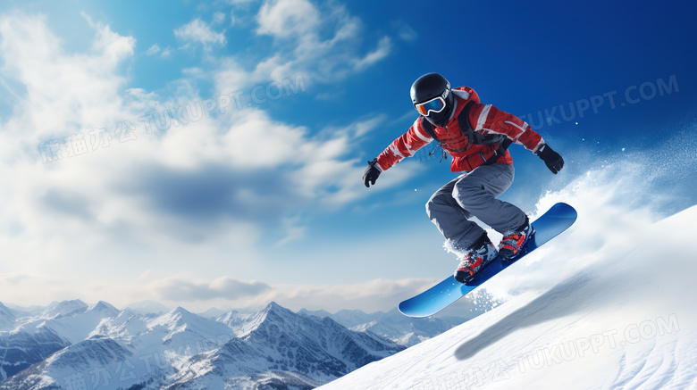 滑雪运动员在雪峰上滑雪图片