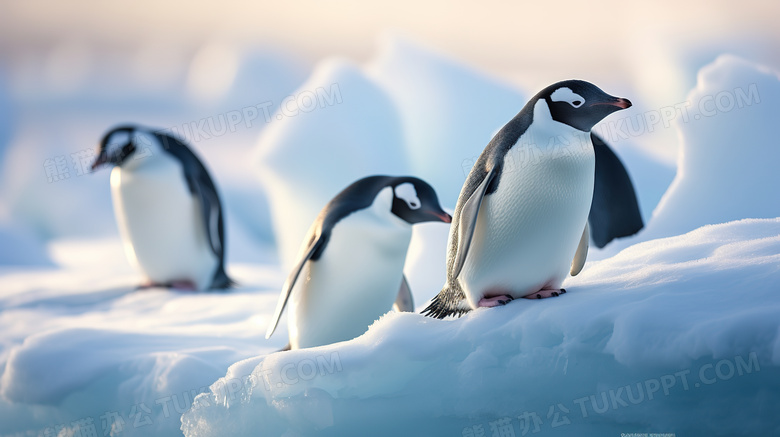 冰雪地里企鹅图片