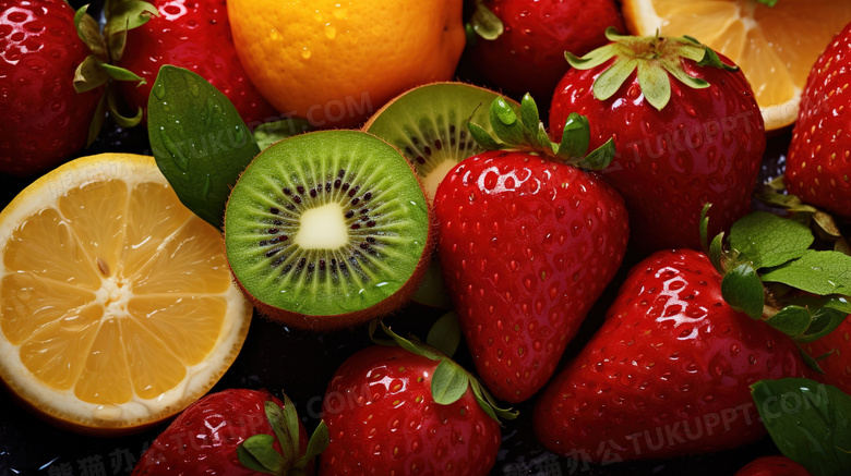 彩色新鲜水果食物图片