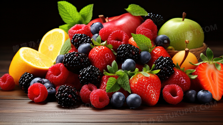 彩色新鲜水果食物图片