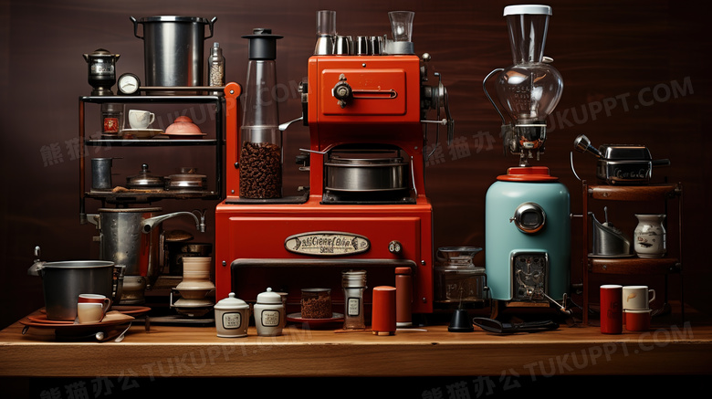 一台红色咖啡机图片