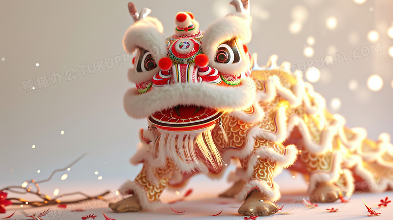 中国风吉祥节日舞狮图片