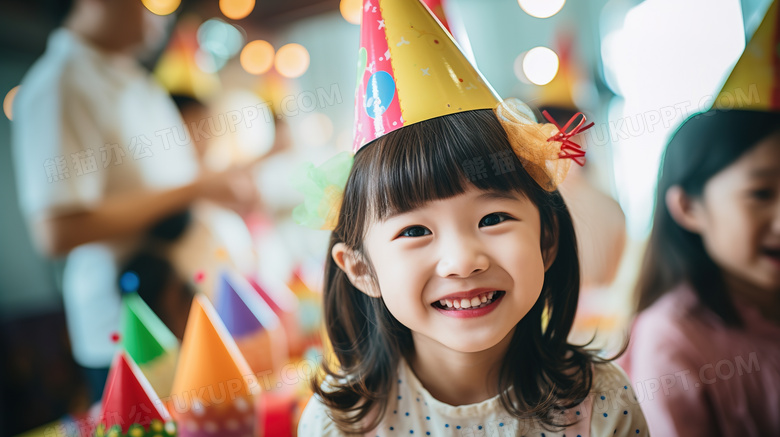 可爱女孩庆祝生日图片