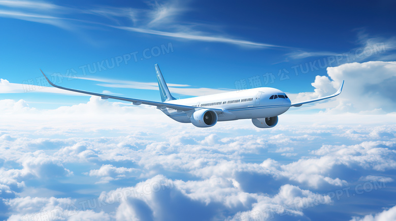 货运运输高空云层中的飞机图片