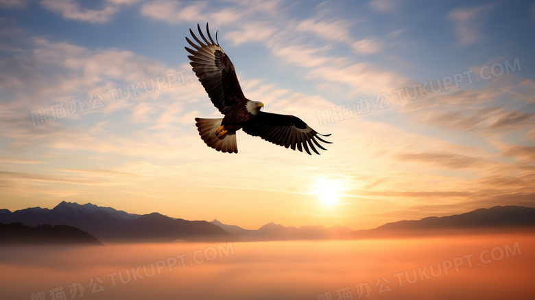 天空中展翅高飞的老鹰图片