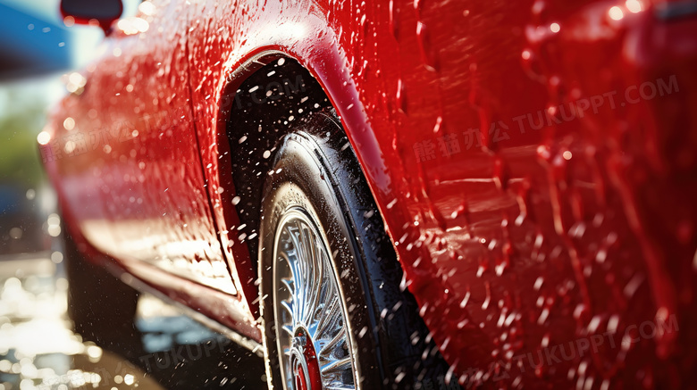 汽车美容洗车特写轮胎图片
