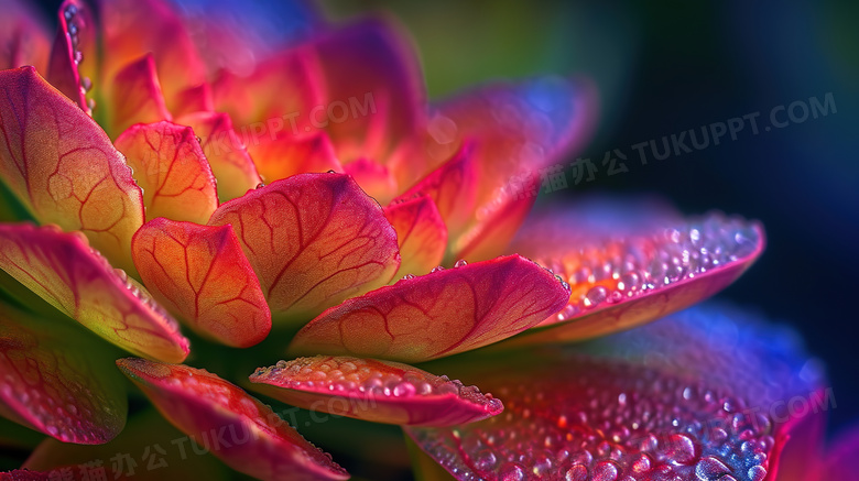 鲜花上的晨露特写图片