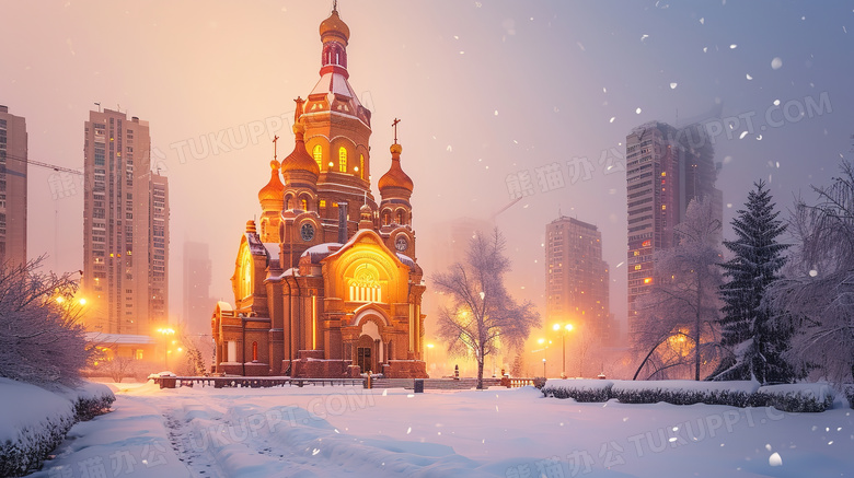 东北旅游哈尔滨壮观美丽的教堂