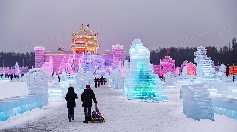东北哈尔滨冰雪大世界冰雕图片