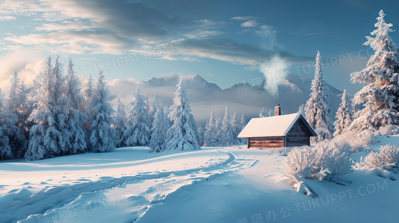 冬季东北木屋雪景图片