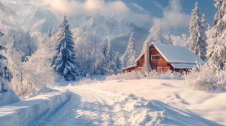 冬季东北木屋雪景图片