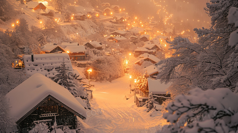 东北冬季温暖雪乡风景图片