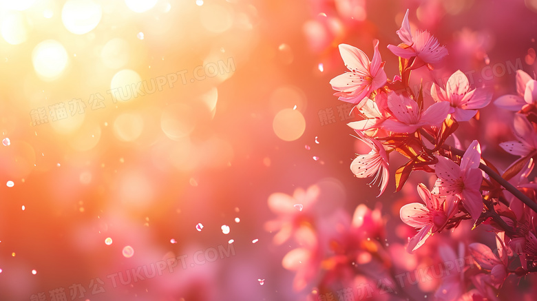 夕阳下的彩色小野花花丛图片