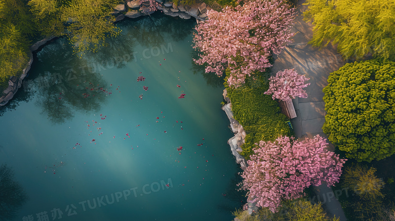 彩色春季生机风景唯美俯视图图片