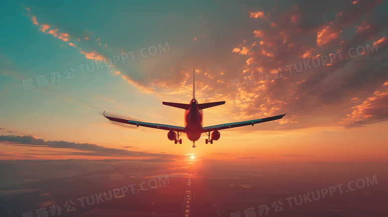 空中飞行的客机商务图片