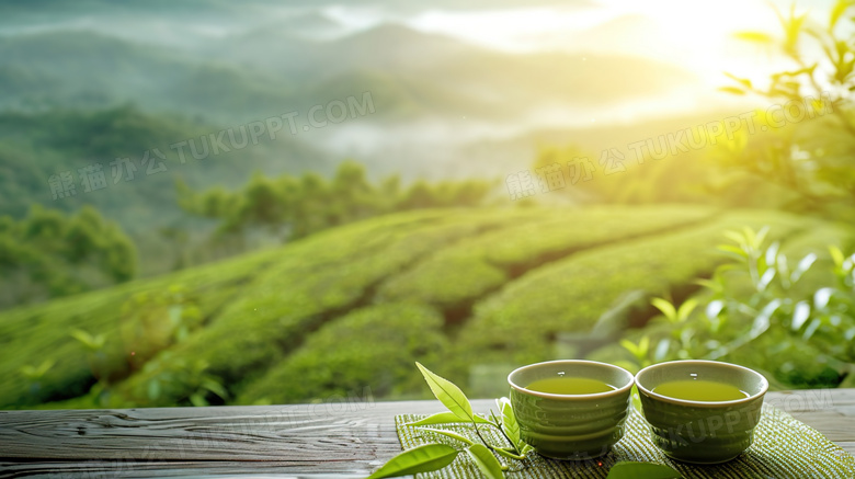绿色春天绿茶饮品图片