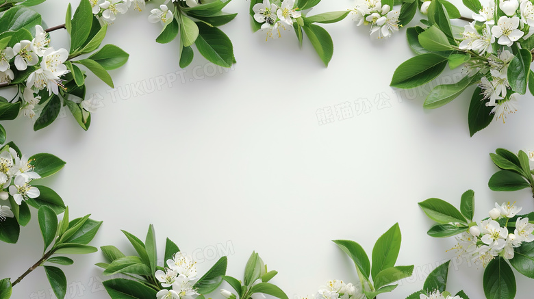 春季鲜花叶子装饰边框图片