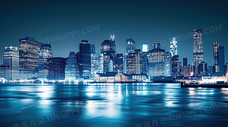 繁华的城市中心灯光夜景图片
