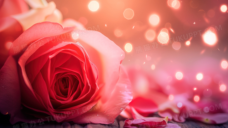 唯美浪漫情人节粉色玫瑰花