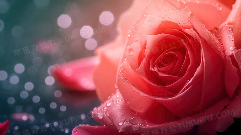 唯美浪漫情人节粉色玫瑰花