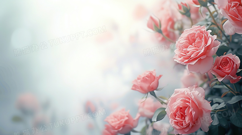 清晨唯美朦胧的玫瑰花