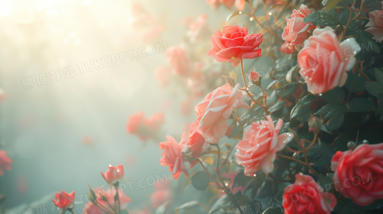 清晨唯美朦胧的玫瑰花