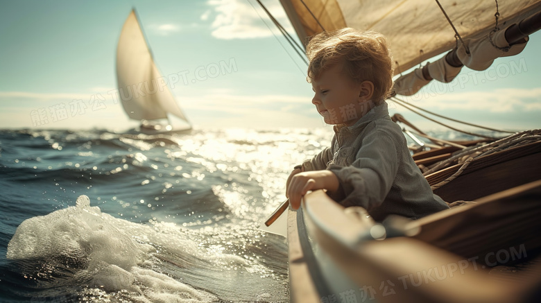 冒险精神航海的小孩子图片