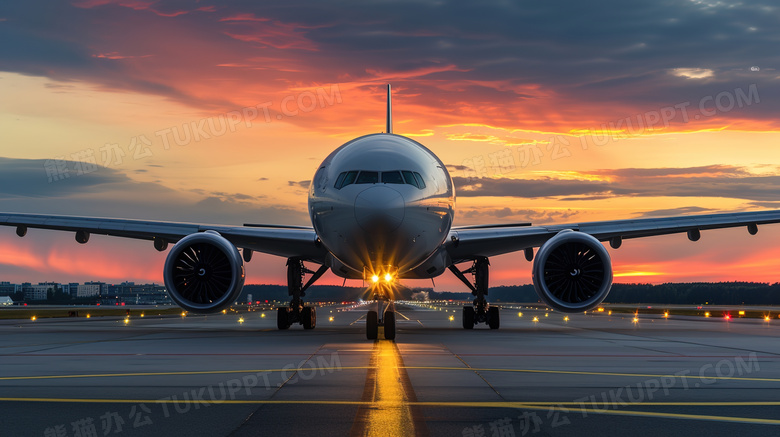 物流航空运输飞机降落场景图片