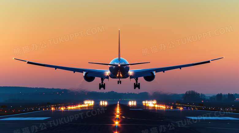 物流航空运输飞机降落场景图片