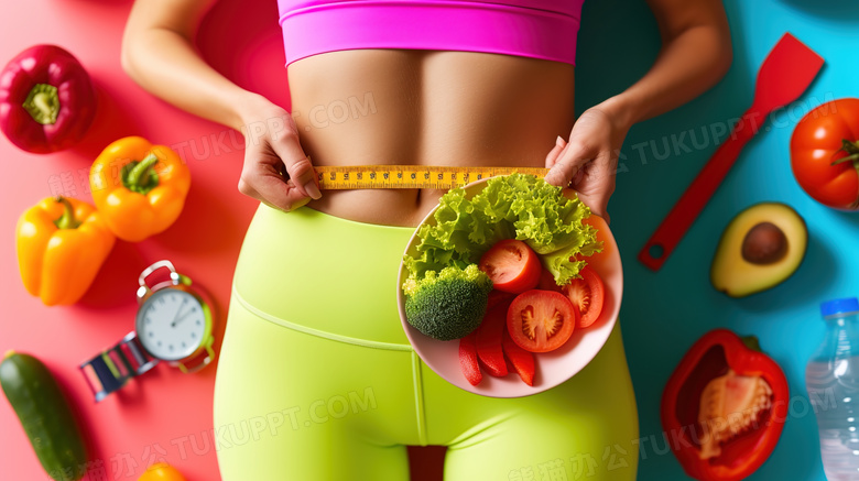 素食日减肥的女人图片