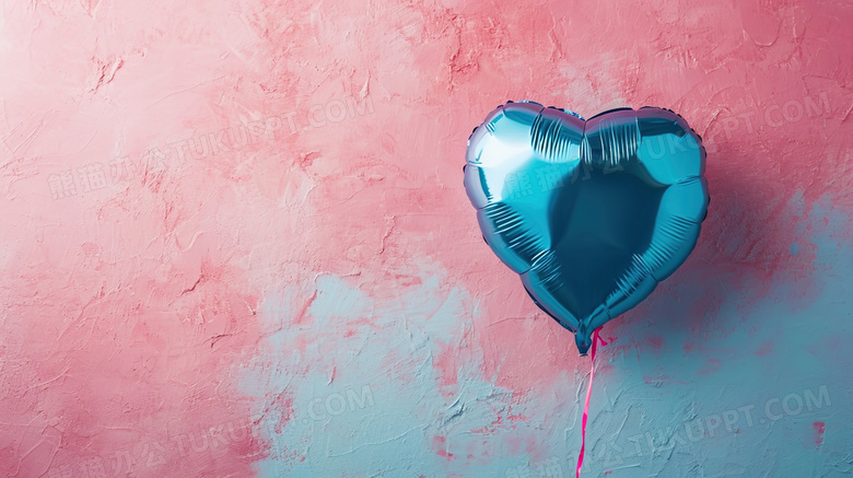 粉蓝粉红色墙壁上的心形气球图片