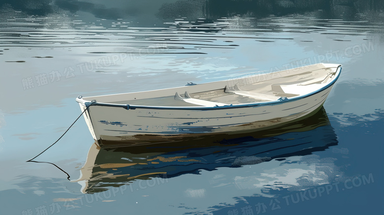 湖面上的小木船图片
