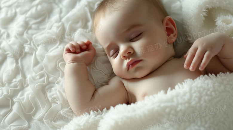 一个熟睡的可爱新生儿图片