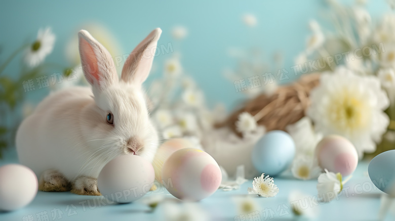 复活节涂鸦彩蛋和兔子图片