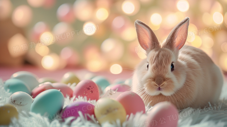 复活节涂鸦彩蛋和兔子图片