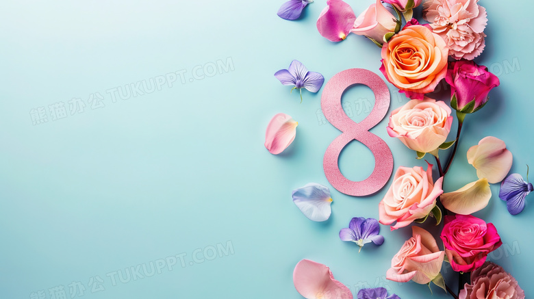 粉色8字妇女节概念图片