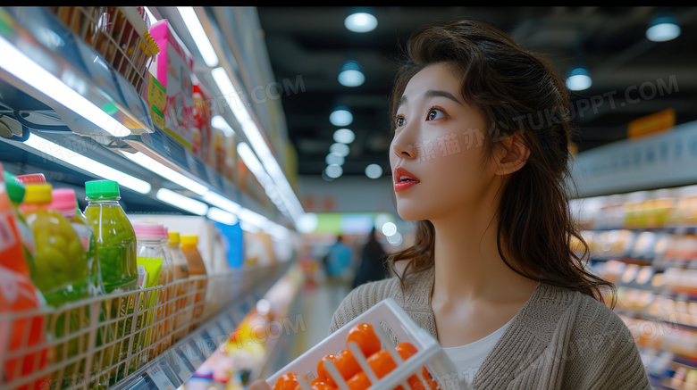 逛超市购物的亚洲女人图片