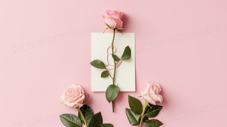 妇女节粉色鲜花卡片图片