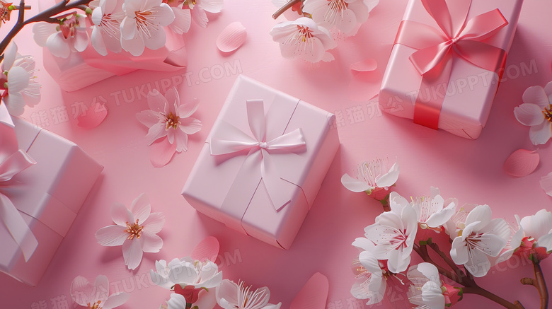 妇女节粉色礼品盒图片
