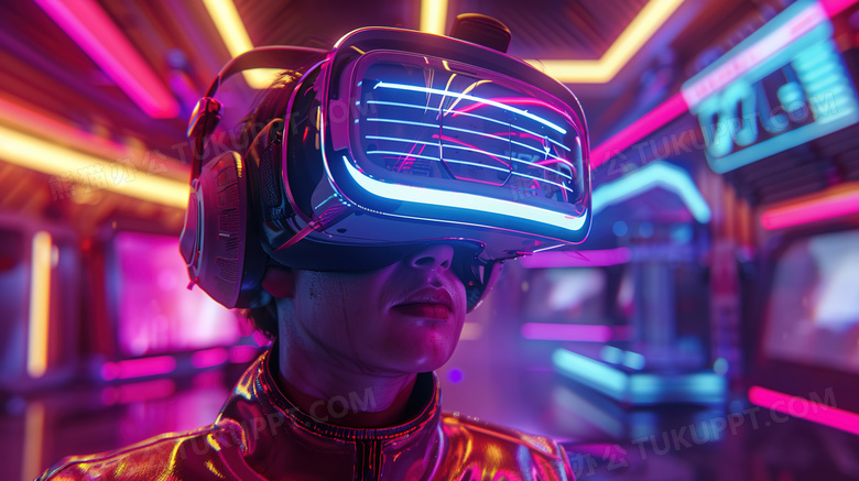 游戏室里戴着VR眼镜的男生图片