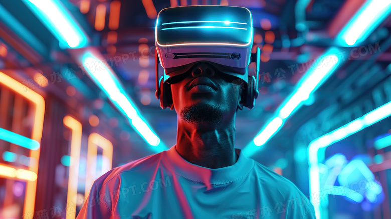 游戏室里戴着VR眼镜的男生图片
