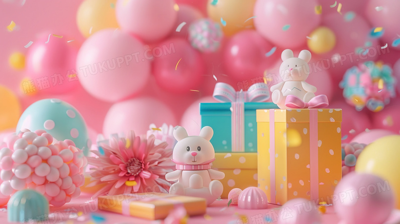 粉色儿童节气球礼品礼物图片