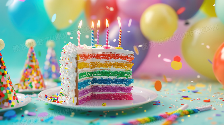彩色生日派对蛋糕图片