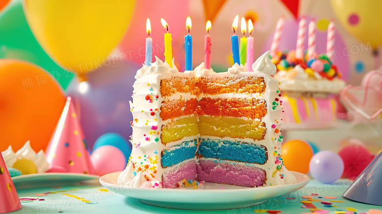 彩色生日派对蛋糕图片