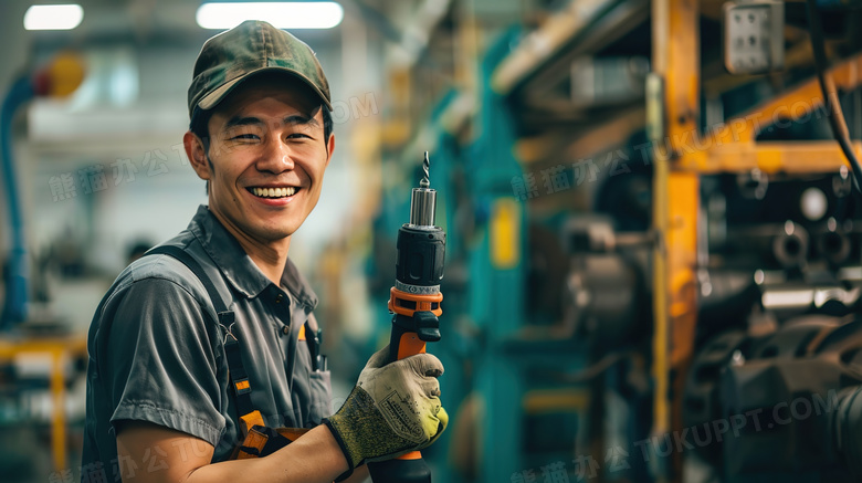 车间劳动的男性操作工人图片