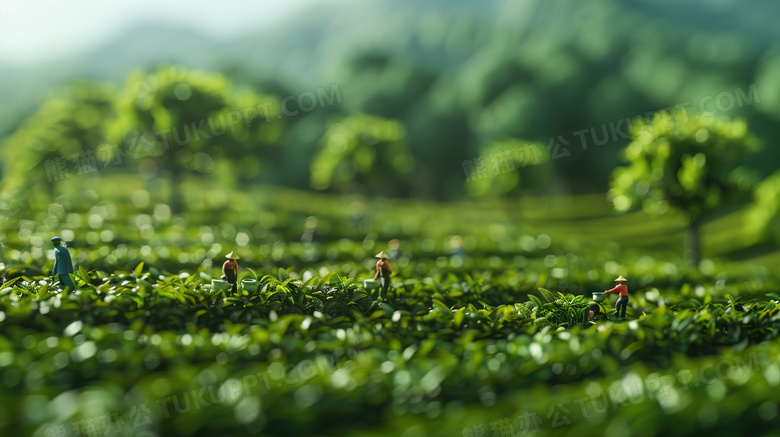 春茶茶园微距摄影风景图片