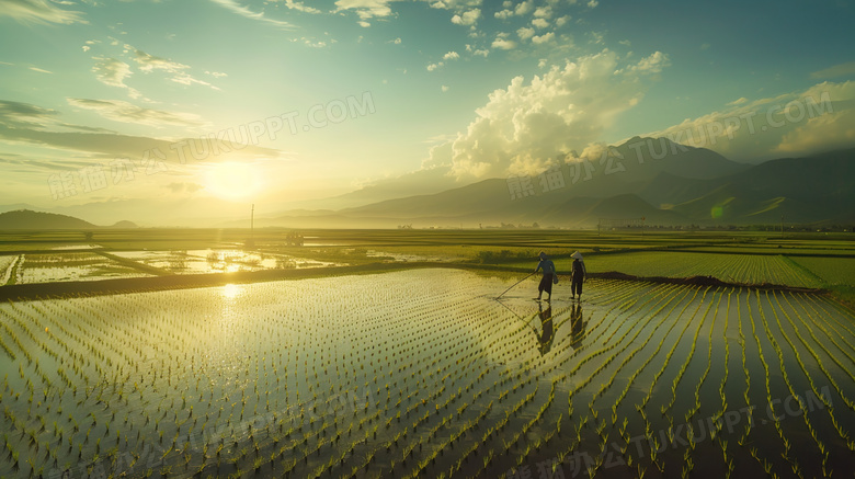 谷雨节气水稻田图片