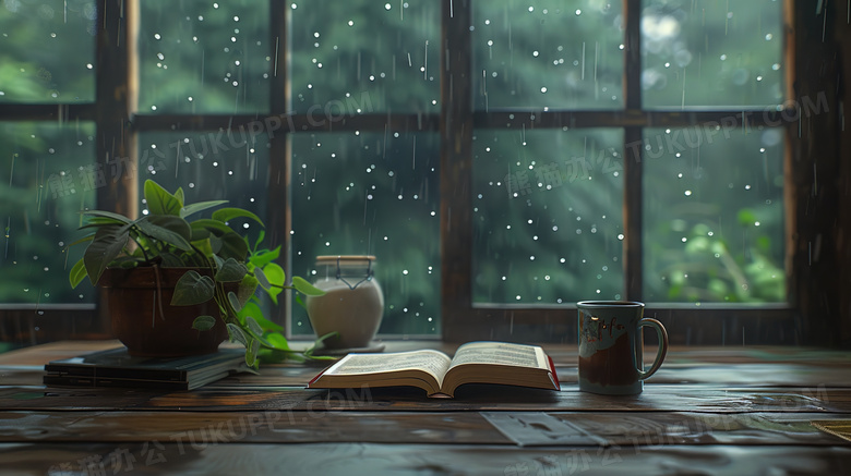 谷雨室内读书窗户图片
