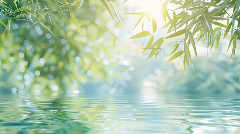 春季谷雨水面植物风景图片